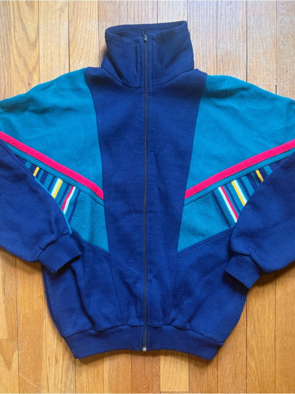 Vintage 1980’s Ema Knit Zip-up Track Jacket Sweatshirt
